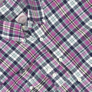 Brooks Brothers Shirt Mens Large Purple Green Madras Plaid Button Down Cotton